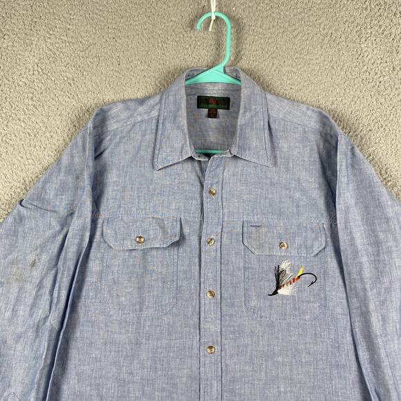 VTG Abercrombie & Fitch Button Shirt Men's Large Blue Made Hong Kong 90's Work - Picture 3 of 8